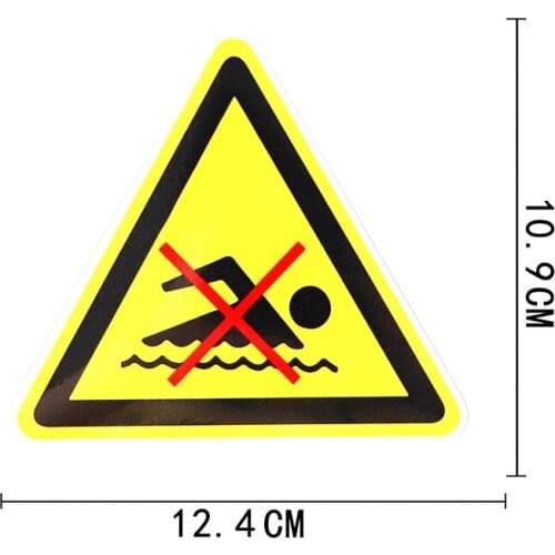 12.4CM*10.9CM 1 Pcs Car Sticker Warning No Swimming Zone Sign PVC Decal for Lexus Stickers