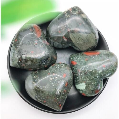 1pc Natural Big African BloodStone Heart Shaped Crystal Heart Gift Healing Polished Natural Stones and Minerals