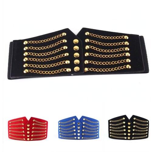 Female Coat Fur hige Waist Belt Accessory Deepeel 1pc Women Fashion Slim Corset Wild Rivet Waistband Cummerbunds Elastic Belts