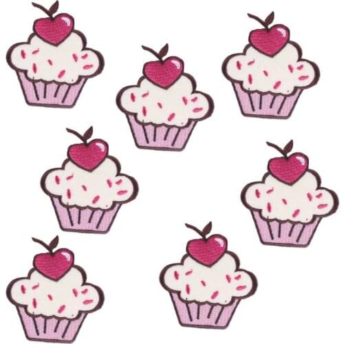 10Pcs/Set Cheap Cartoon Iron On Patches DIY Embroidered Stickers On Clothing Wholesale Stripe Ice Cream Badges T-shirt Applique