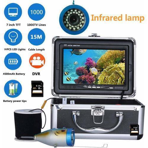 15M 7" Inch DVR Recorder 1000tvl Underwater Fishing Video Camera Kit 30 PCS LED Infrared Lamp Lights Video Fish Finder