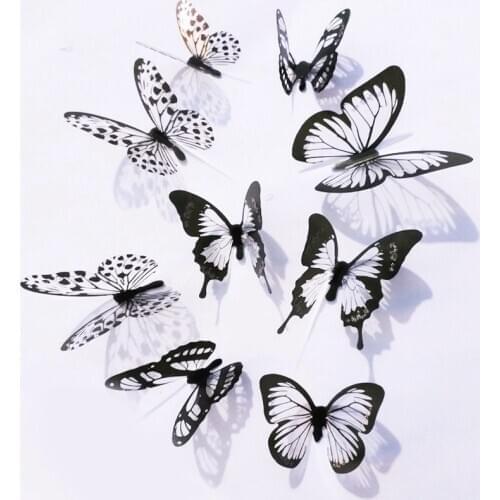 18Pcs 3D Artificial Butterfly Wall Stickers Kids Bedroom Living Room Wall Fridge Decor Wallpaper Applique Home Party Decoration