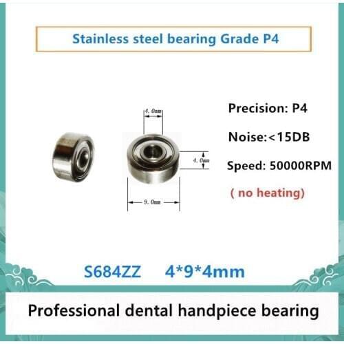 20pcs Dental Handpiece bearing S684ZZ 4x9x4mm P4 stainless steel ball bearings for KAVO Straight machine 50000rpm no heating