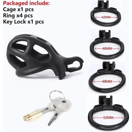 2021 1.0 Cobra Male Chastity Device Breathable Resin Cock Cage With 4 Penis Ring BDSM Sex Toys for Men Adult Games
