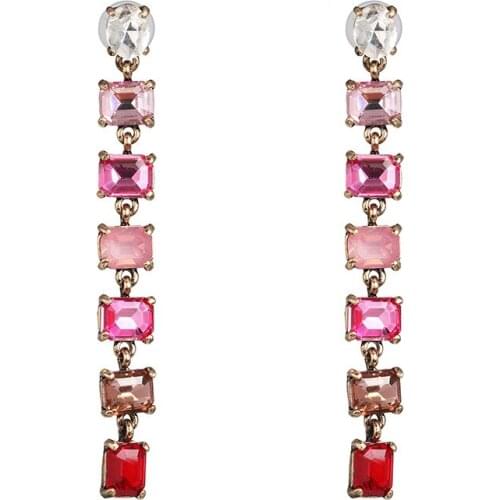 2021 Newest Long ZA Earrings Women Korean Fashion Glass Crystal Tassel Earrings Female Jewelry For Women