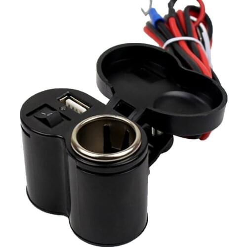 50% Hot Sale 12V-24V Motorcycle Handlebar USB Charger Waterproof Cigarettes Lighter Socket
