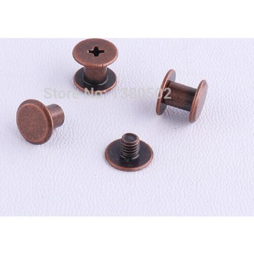 50sets 9*9mm copper color Metal Solid Screw Nail Rivet Double Flat Head Leather Craft for Belt Garment Accessories