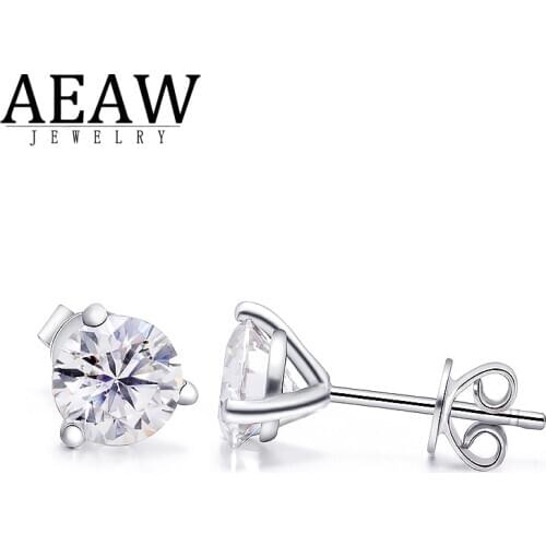 AEAW 925 Classic Silver 2ctw F color Moissanite VVS Fine Jewelry Diamond Stud Earring With certificate for Women Gift