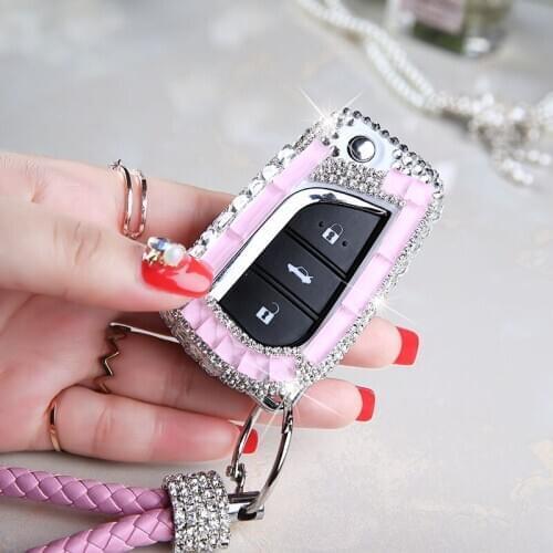 Diamond Car Key Cover Case Shell For Toyota Auris Corolla Avensis Verso Aygo Yaris Scion TC IM 2015 2016 Highlander Camry RAV 4