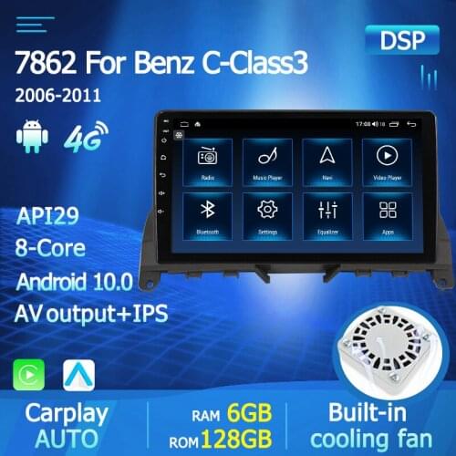 Android 10 4G LTE 6GB RAM 128GBROM Car Multimedia Radio Stereo Player For Mercedes Benz C Class 3 W204 S204 2006 - 2011