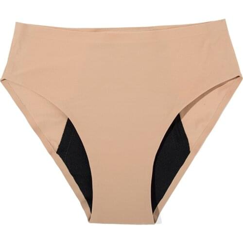 Seamless Womens Period Underwear Heavy Flow Four Layers Leakproof Menstrual Panties Apricot Culottes Menstruelles Dropshipping