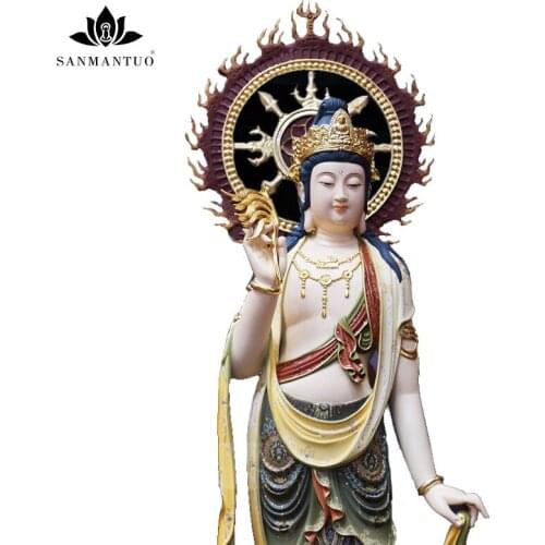 Buddhist supplies The pure copper statue of the western icon is decorated with Guanyin Buddha