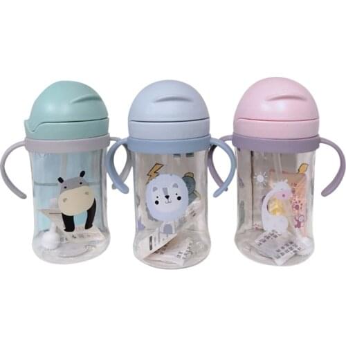 350ml Baby Feeding Cartoon Cup with Straw Children Learn Feeding Drinking Bottle Kids Training Cup With Straw Taza De Bebe