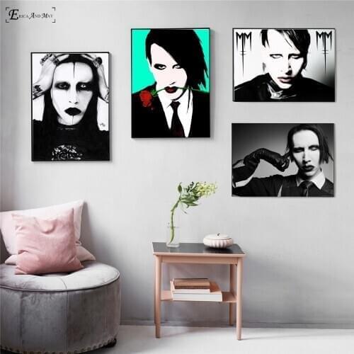 Marilyn Manson Black And White Canvas Painting Posters And Prints For Living Room No Framed Wall Art Picture Home Decor