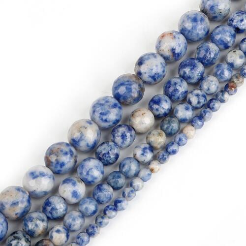 Faceted White Dot Blue-vein Sodalite Natural Stone Beads For Jewelry Making Diy Material For Bracelet 4mm 6mm 8mm 10mm 15"Strand
