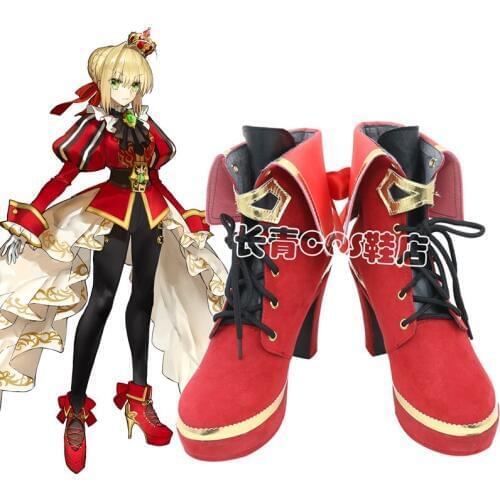 Fate/Extella Link Red Saber Nero Claudius Caesar Augustus Germanicus Crimson Noble Ver. Game Cosplay Shoes Boots C006