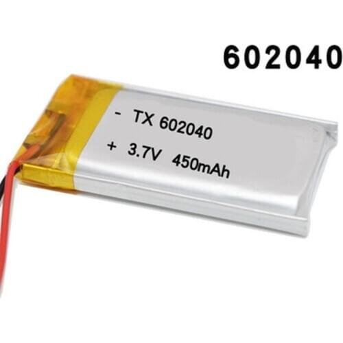 3.7V 450mAh 602040 Lithium Polymer Li-Po li ion Rechargeable Battery cells For Mp3 MP4 MP5 GPS PSP mobile bluetooth free shiping