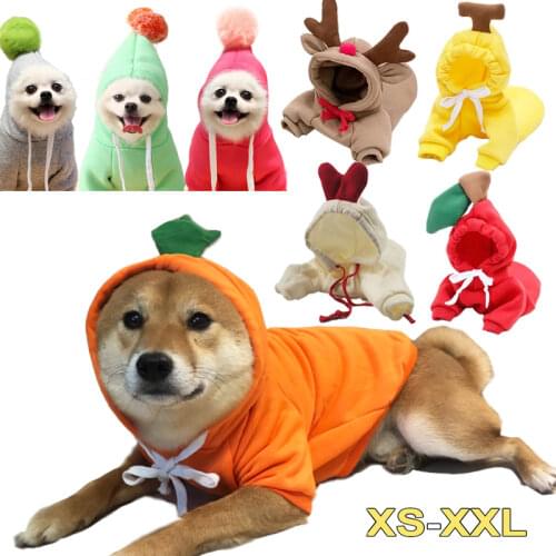 Cute Dog Hoodies Winter Warm Pet Coat Fruit Costume Jacket for Cat Puppy Clothing French Bulldog Chihuahua Ropa Perro Outfit