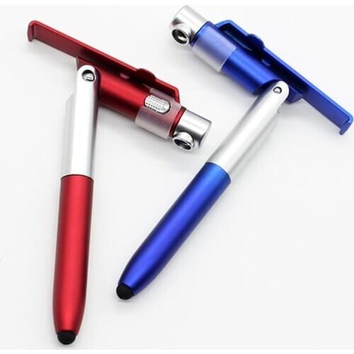 4 in 1 Multifunctional Foldable LED Light Mobile Phone Rack Touch Ballpoint Pen Compact Lightweight Design Phone Holder