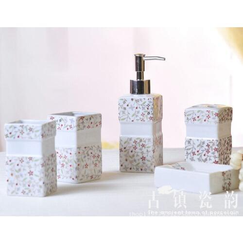 5 pieces bathroom set ceramic wash set shukoubei toothbrush holder birthday married