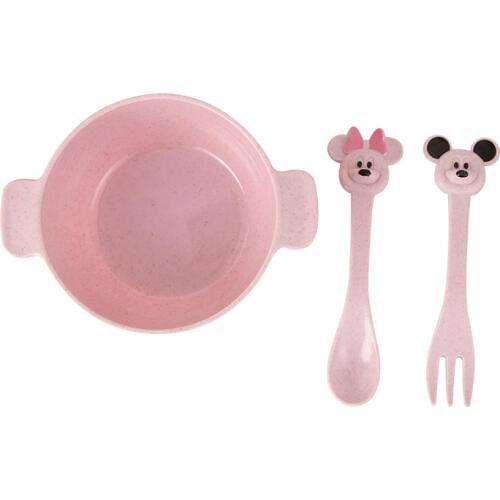 3Pcs/Set Baby Food Feeding Tableware Set Wheat Straw Eco-Friendly Bowl Cartoon Cute Spoon Fork Infant Dinnerware NTY0024