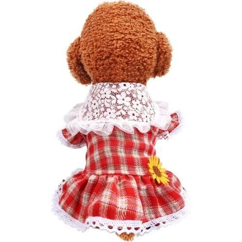2020 NEW Puppy Summer Dresses for Dogs Clothes Sunflower Red Check Skirt Dress Princess Dog Coat Clothes Pet Apparel Supplies