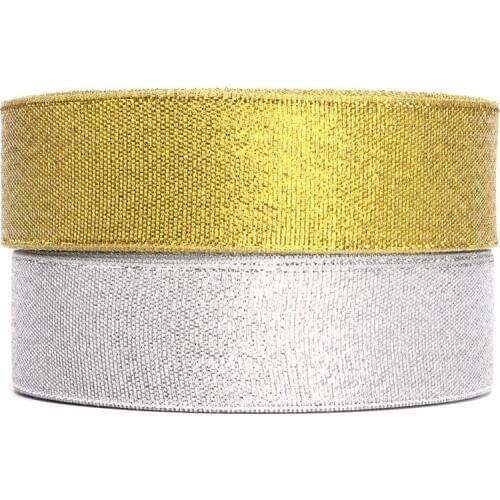 New arrive 5/8'' 15mm 25Yards Gold Onions Belt Ribbon For Gift Packaging, golden and silver glitter ribbon