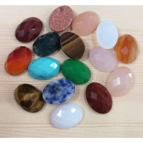 Wholesale natural stone cut faceted beads mixed 13x18mm Oval CABOCHON for jewelry accessories making 12pcs/lot free shipping