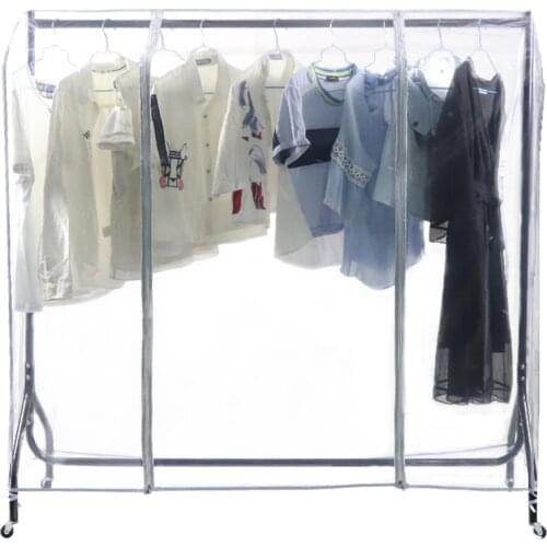 Transparent Full Cover Garment Rack Cover Transparent PEVA Rail Rack Cover Clear Zip Clothing Dustproof Waterproof Bag 1pc