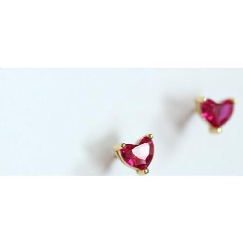 925 Sterling Silver Shiny Stud Earrings Woman Fashion Red Crystal Luxury Jewelry High Quality Zircon S925 Stamp Earrings