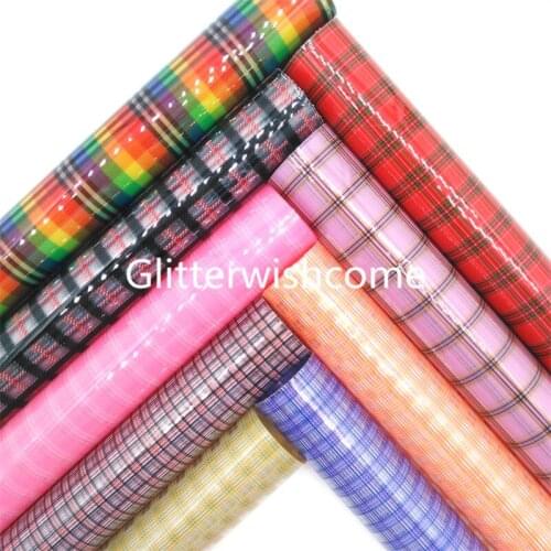 Glitterwishcome Plaids Tartan Printed JELLY TPU Leather for Accessories BOWS EARINGS DIY 21X29CM GM2023A
