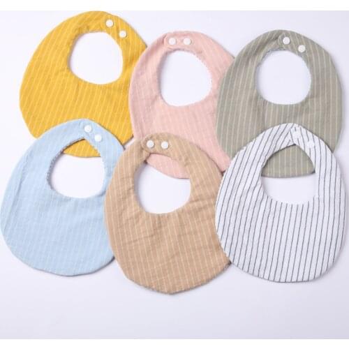 Waterproof Infant Plain Cravat Cotton Bibs Adjustable Snap Saliva Towel Sweet Feeding Apron Burp Cloth for Baby Boys Girls