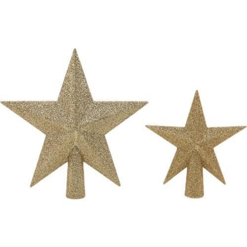 15/20cm Gold Star Christmas Tree Top Star 3D Five-point Star Christmas Home Table Topper Xmas Decoration Merry Christmas