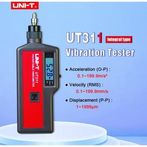 UNI-T UT311 Vibration Tester LCD Vibration Analyzer Tester vibrometer with Acceleration Sensor Vibration frequency displacement