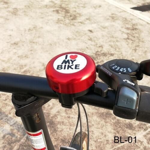 Bicycle Bell I LOVE MY BIKE Print Waterproof Sticker Cute Heart Shaped Loud Sound Safety Trumpet Handlebar Tool