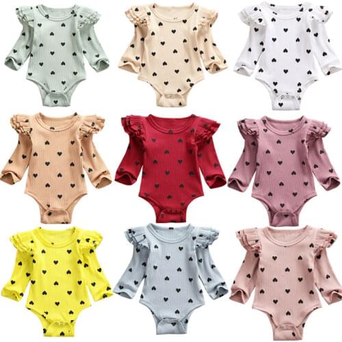 Newborn Toddler Baby Girls Romper Outfit Clothes Playsuit Long Sleeve Ruffle O-neck Knit Rompers
