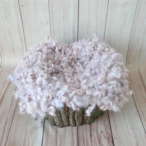 Vintage Lilac Curly Felted Wool Fabric Blanket Newborn Baby Wool Felted Layer Baby Posing Layer Fabric Basket Filler Stuff Props