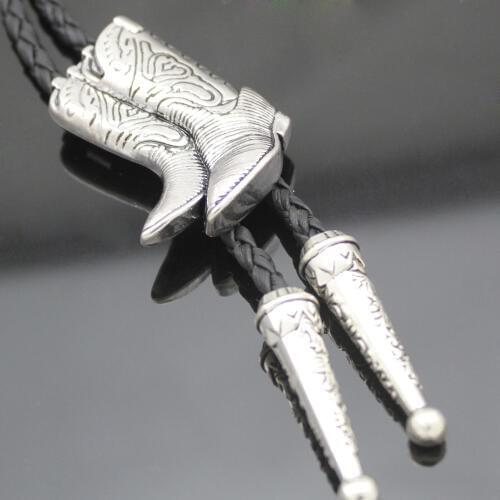 Jewelry Vintage Gold Cowboy Boots Rodeo Country Western Leather Bolo Bola Tie Line Dance Neck Tie Necklace Unisex Party
