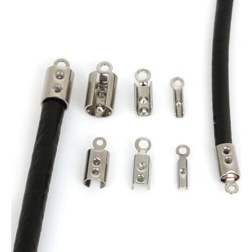 30/90pcs Stainless Steel Rope Chain Cords Crimp Bead End Caps Suit For 1/2/3/4mm Jewelry Making DIY Bracelet Necklace Connector