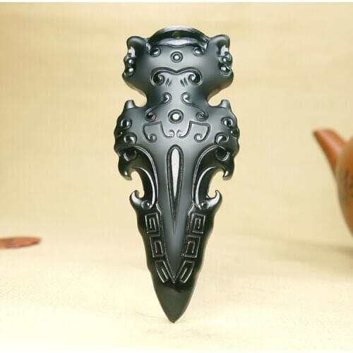 Wonderful bottle green Jade vajra Dorje Pendant Vajra-pestle Amulet hanging churinga Bless Instruments