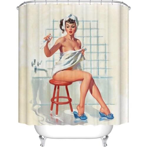 3d Print Cartoon Girl Bath Shower Curtains Washable Bathroom Curtain Screen With Hooks Waterproof Polyester Fabric Dropshipping