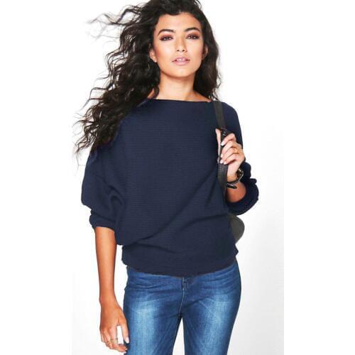 Bigsweety Autumn Winter Warm Knitted Sweater Women Casual Long Batwing Sleeve Solid Pullovers Woman Female Thin Sweate Clothes