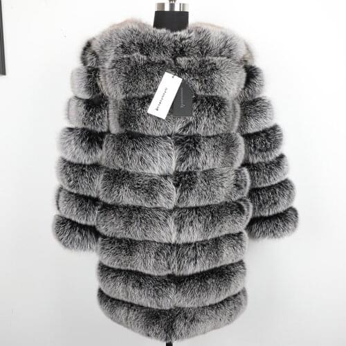 7XL Women Winter Real Fox Fur Slim Vest Natural Fox Fur Jacket Coat 2021 Maomaokong Fashion Warm Natural Fur Park long Coat