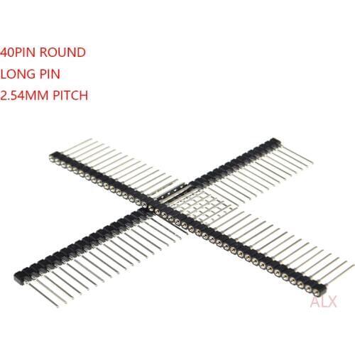 1PCS 1X40 PIN Single Row ROUND FEMALE PIN HEADER long pin 2.54MM PITCH Strip Connector Socket 40p 40PIN 40 PIN FOR PCB