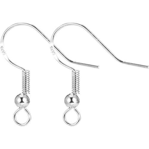 100X/Batch Carving 925 Silver Earring Hook Hook Accessories DIY Jewelry Making Accessories Hook With Ball Earrings Wire Jewelry