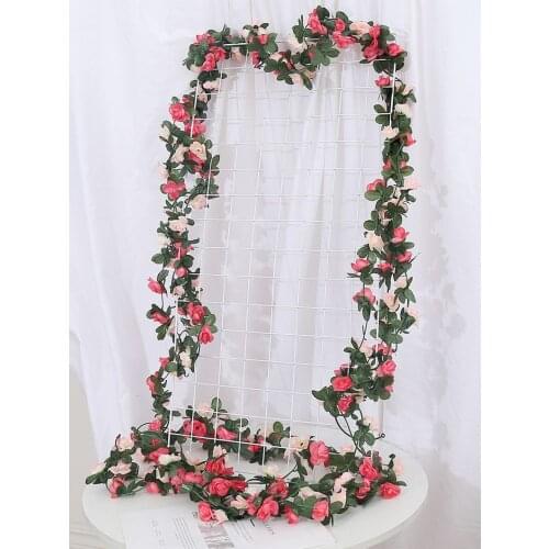 2.5M Artificial rose flowers rattan autumn Small Peony String decor silk fake garland for wedding home hotel Garden Decoration