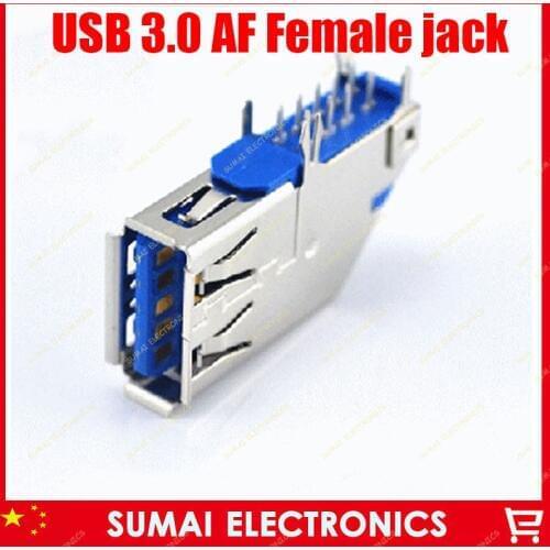 25pcs/lot USB 3.0 wire socket A TYPE female USB socket 3.0 plug AF type side DIP 90 degree USB Free shipping
