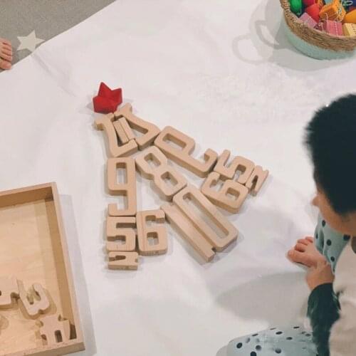 32pcs Math Digital Toys Number Building Blocks Wooden Baby Balance Block Jenga Montessori Educational Natural Wood Toys for Kids
