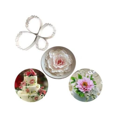 4pcs/set Fondant Cake Decoration Floral Petal Petals Cutter Flower Mold Peony Stainless Steel Cake Decorating Tools FreeShipping