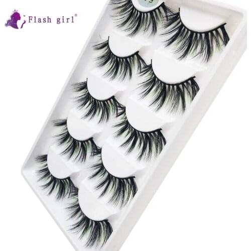5 Pairs 3D Mink Colorful Eyelashes Cruelty Free Charming Full Strip Lashes Handmade Natural Thick Fake Eyelash E09